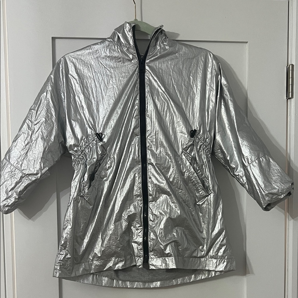 Silver Metallic Windbreaker Jacket